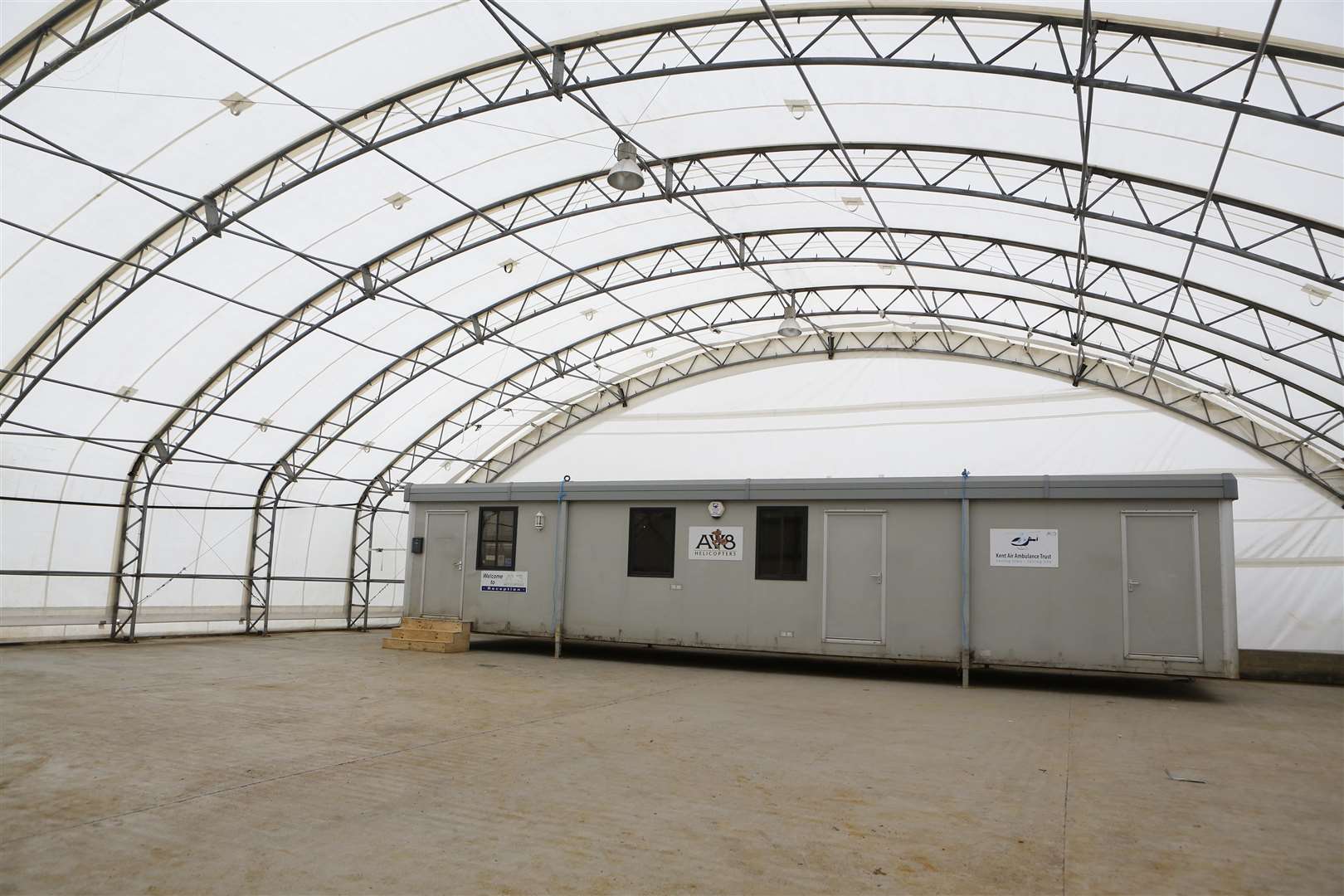 Inside the hanger that will house the air ambulance helicopters