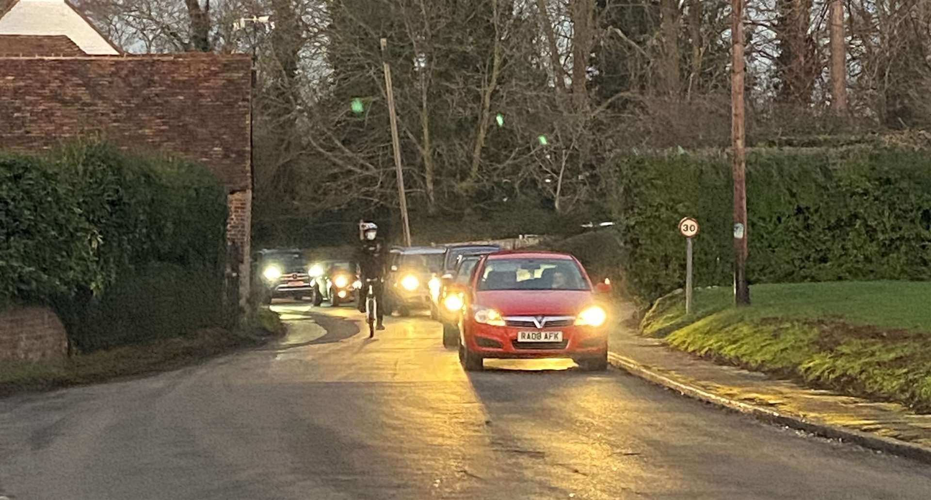 A police officer on a bicycle helped direct traffic yesterday evening. Picture: Stewart Ross