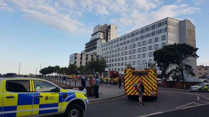 Emergency services outside the Grand Burstin in Folkestone. Picture: Nigel Scutt