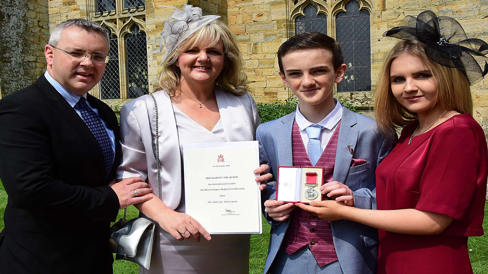 Jonjo with his BME and his family, Gary, Donna and Megan