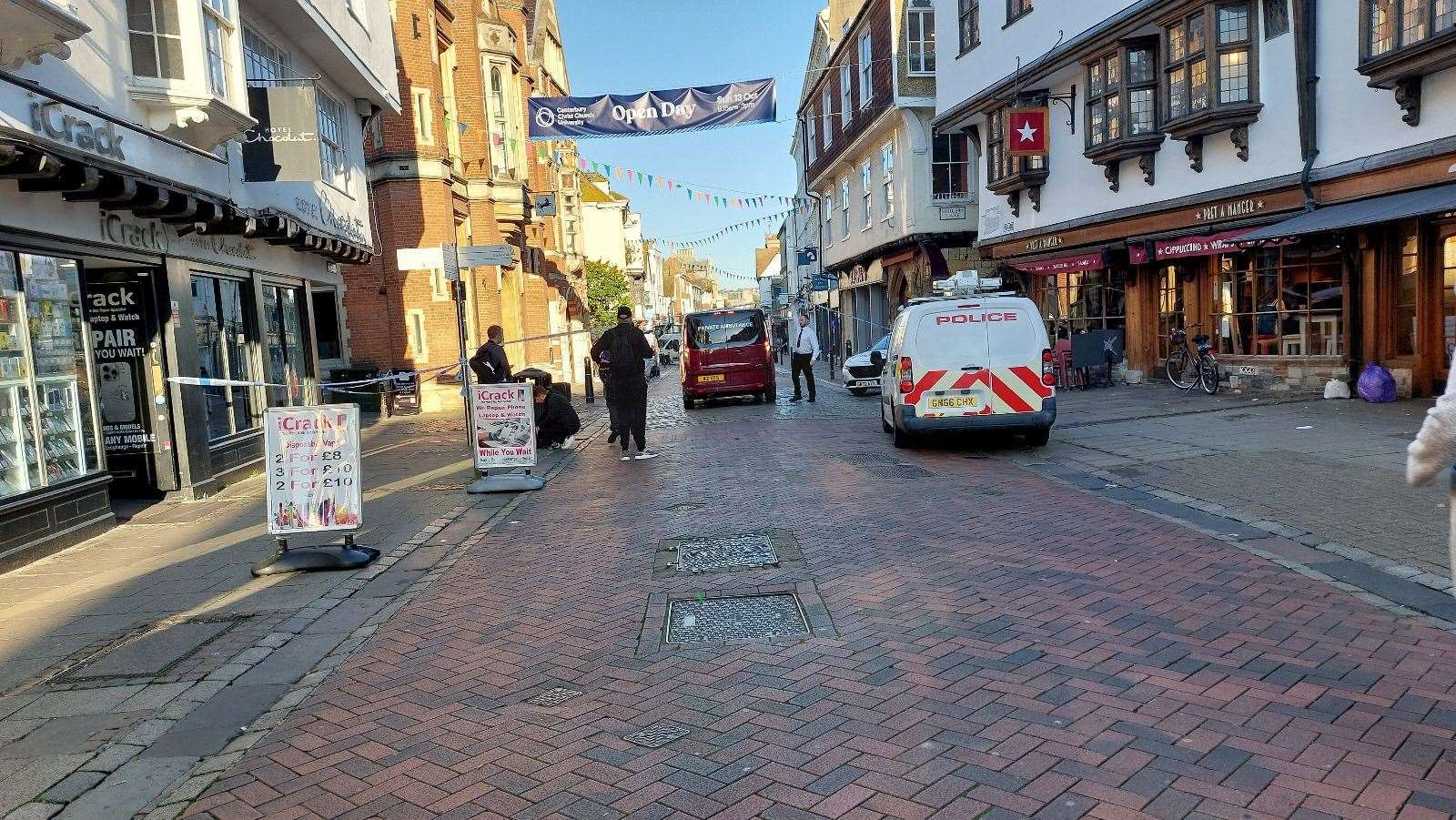 A part of the high street was closed off