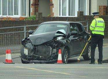 A car was badly damaged. Picture: Owen Harfleet