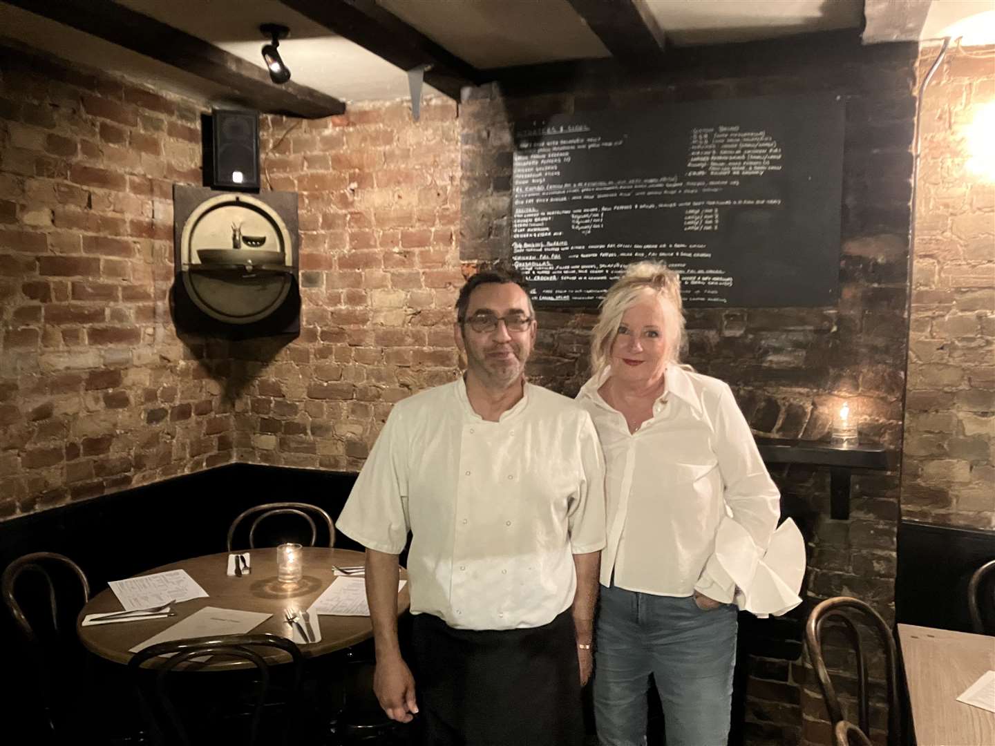 Landlady Tina Beadle (right) with chef Fabio Moro, near the 'haunted corner' of the Scared Crow (62887292)