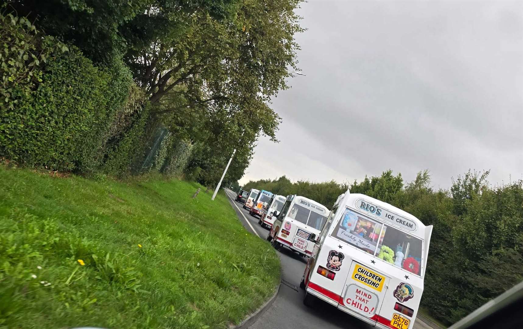 Rio’s ice cream vans drove through Folkestone in tribute to Rio