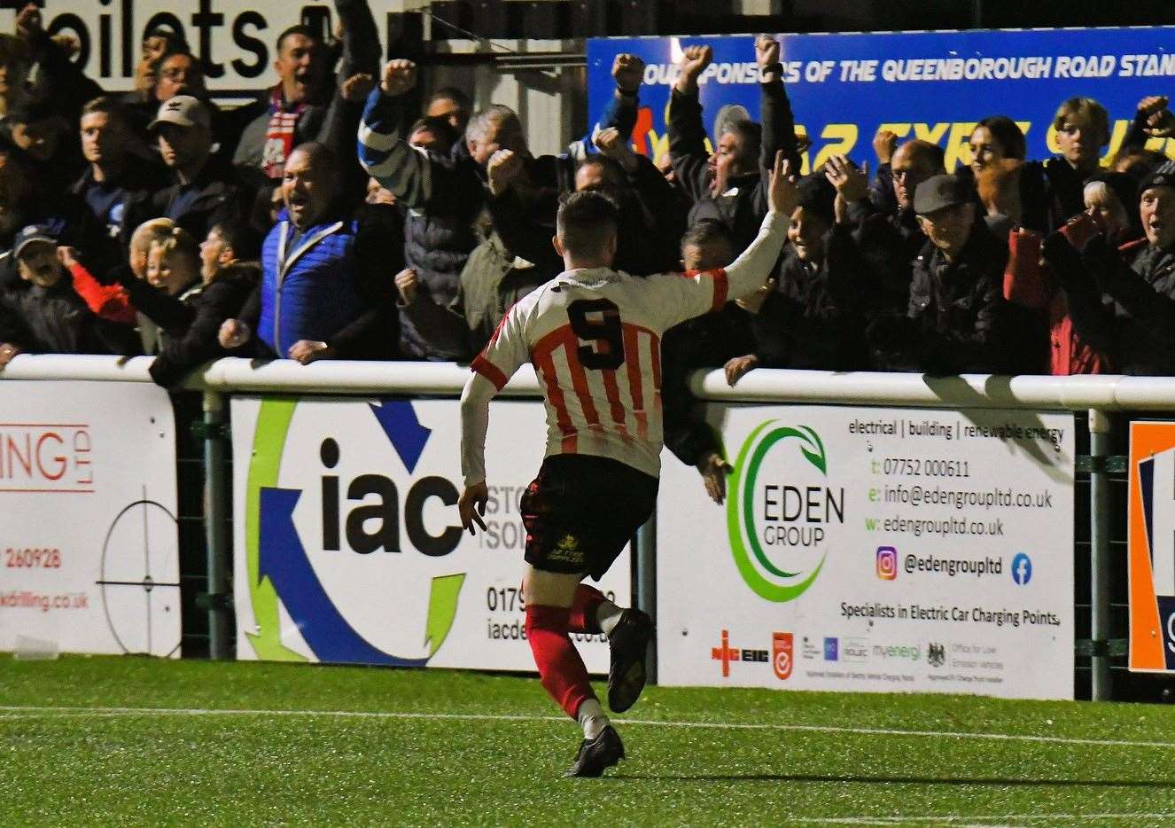 Dan Bradshaw celebrates his goal for Sheppey in the replay against Billericay Picture: Marc Richards