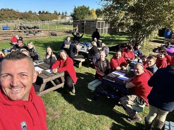 Kyle Ratcliffe and members of the Young Farmers' Group at Curly's Farm, Sheppey