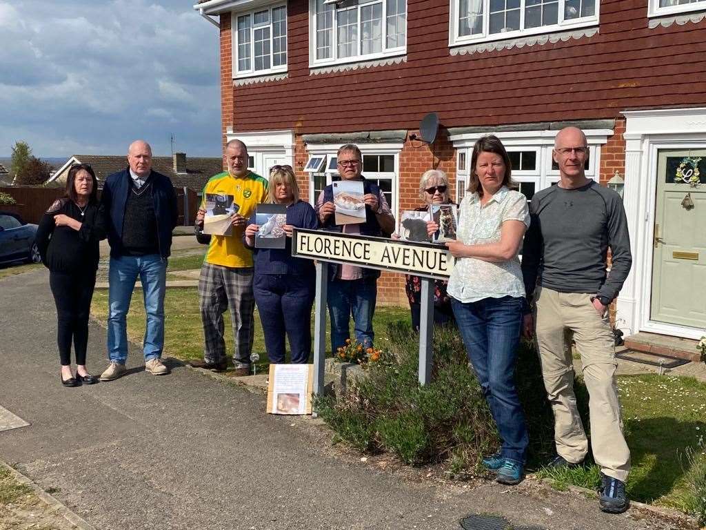 Residents of Florence Avenue and Shamrock Avenue - including Jayne Dawkins, fourth from left, and Barbara Binding, in sunglasses - feared their cats were snatched. Picture: Jayne Dawkins