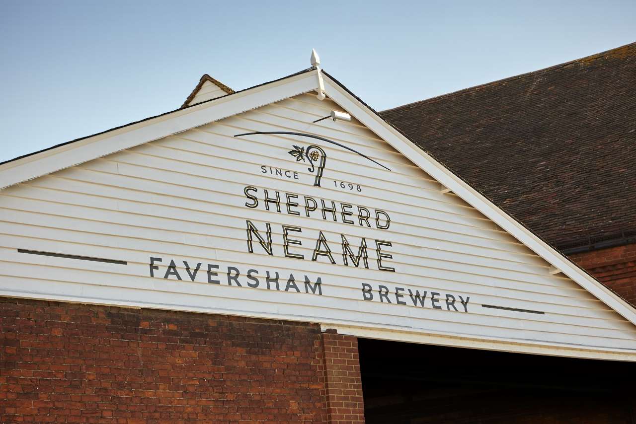 The new Shepherd Neame logo has been painted on its Faversham brewery