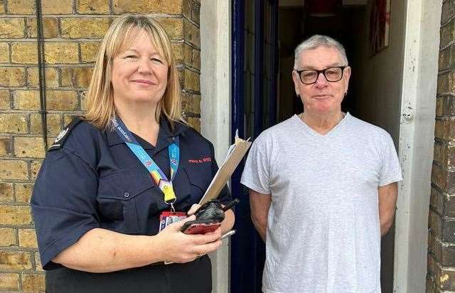 Steven Johnson with KFRS area manager, Leanne McMahon. Picture: KFRS