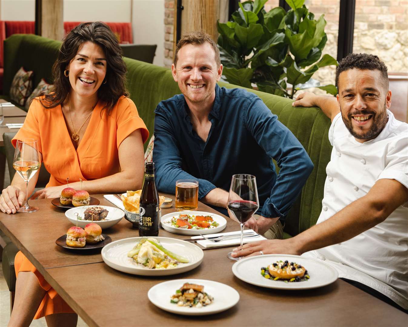 Kristie and Brad Lomas with head chef Robbie Lorraine in the restaurant. Picture: Boys Hall/Joe Howard