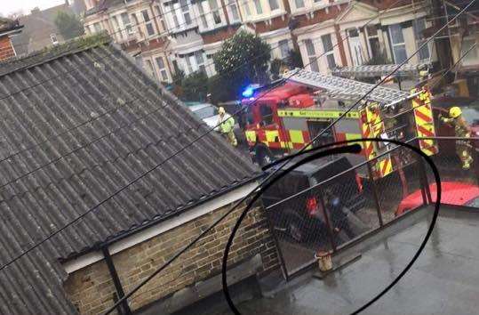 Fire crews in Hatfeild Road. Picture: Kate Morgan (5351323)