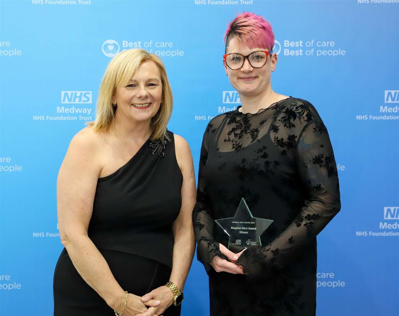 Jayne Black with Hospital Hero award winner, Emily Brown