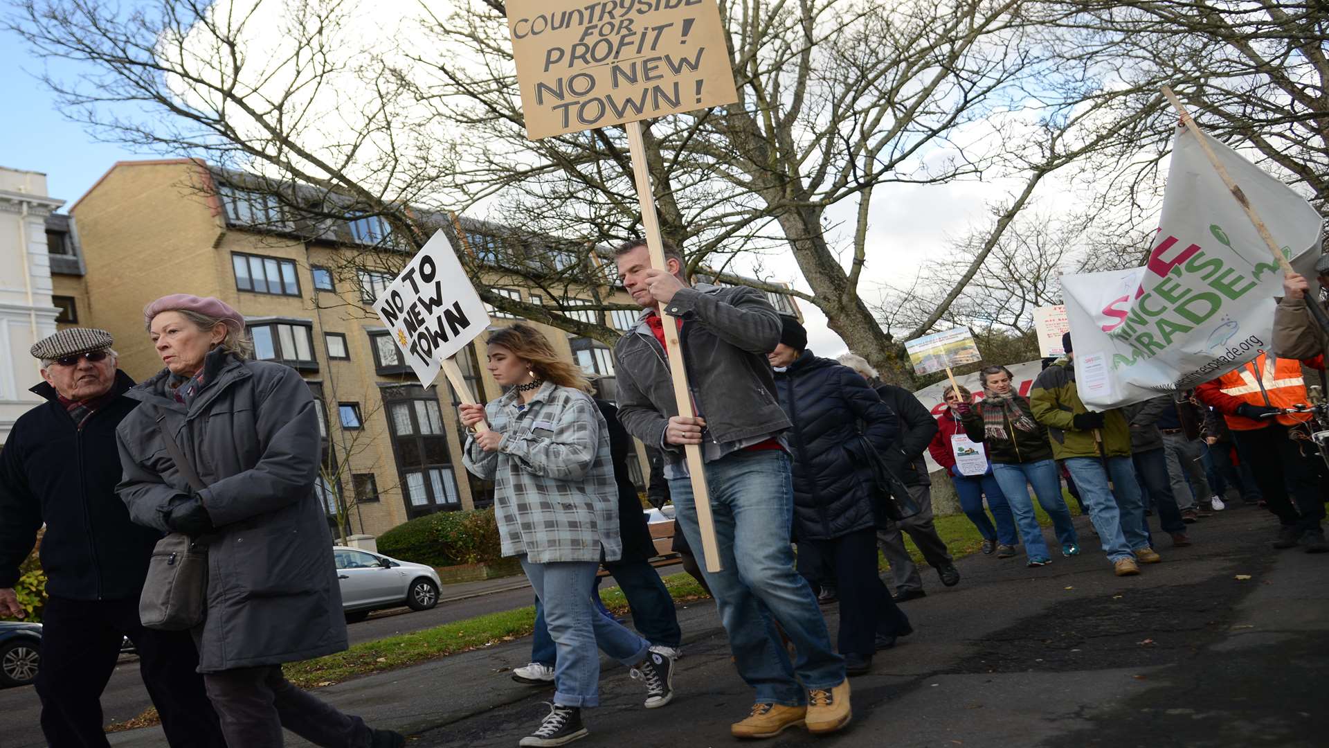 Protestors carried placards and banners