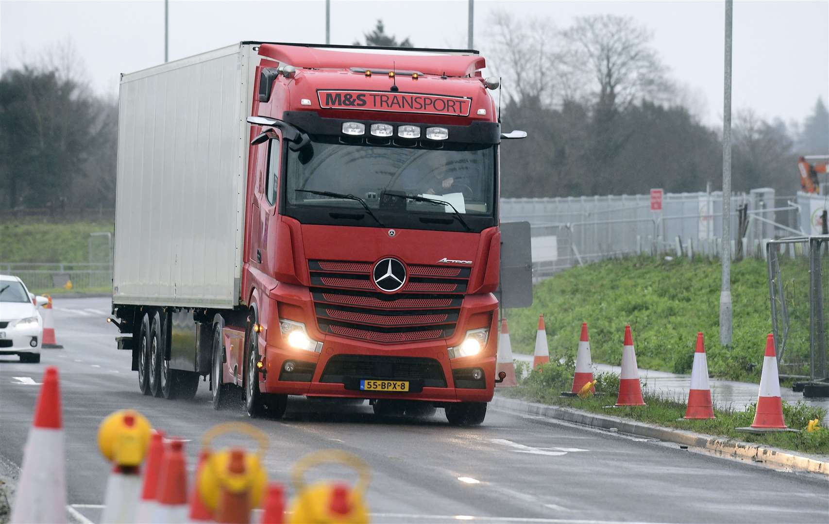 The first HGVs arrived at the Sevington facility on Monday morning. Picture: Barry Goodwin