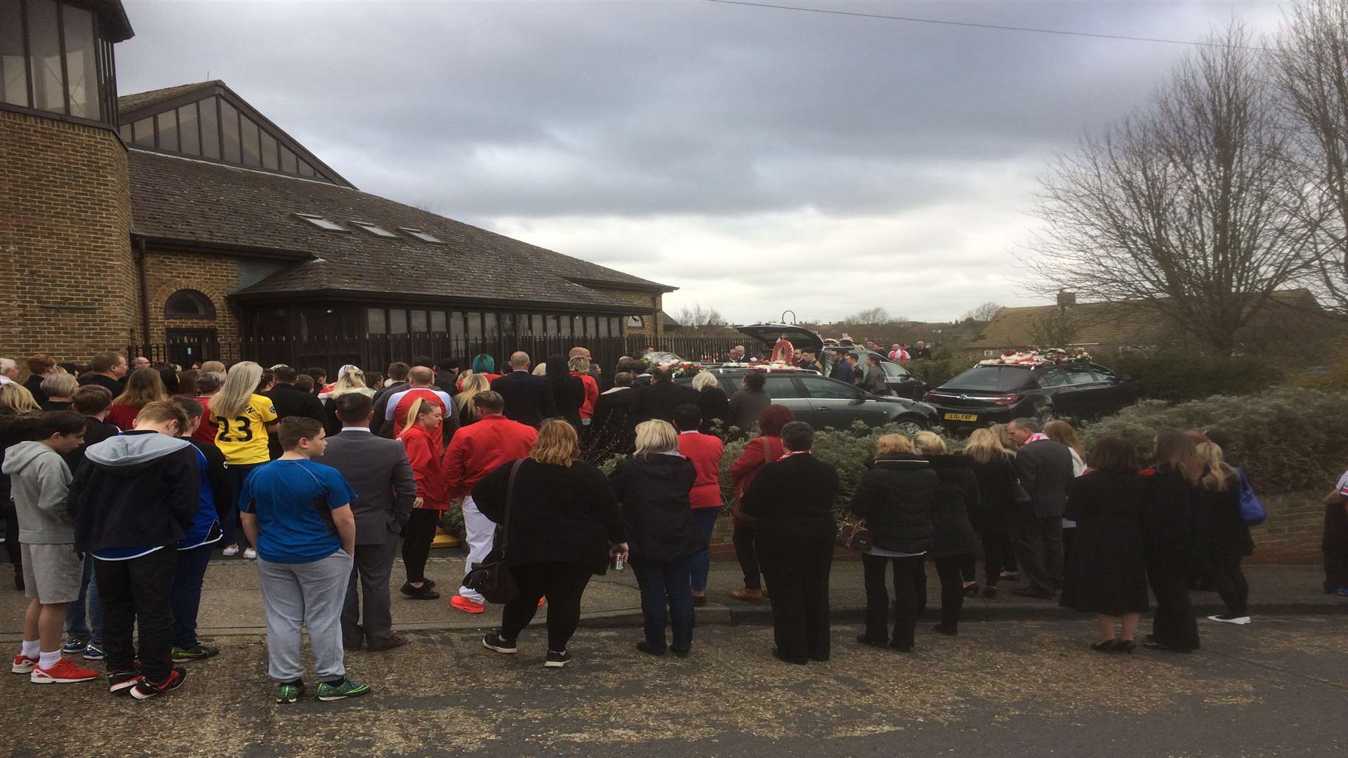 Mourners gather at St Justus Church in Rochester for Jake Elphick-Cox