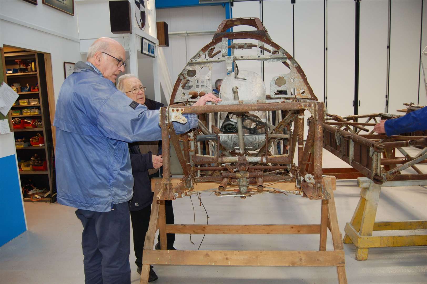 Members of the team restoring the Hawker Hurricane