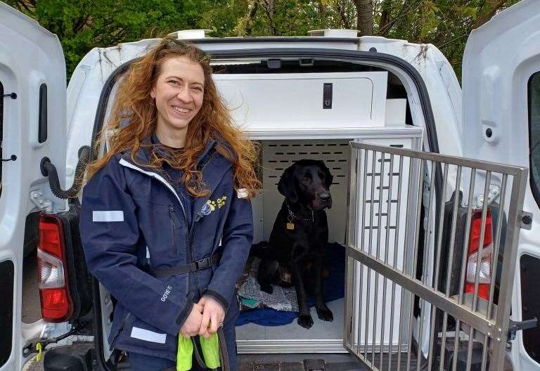 Hettie Hollister with Prince the guide dog