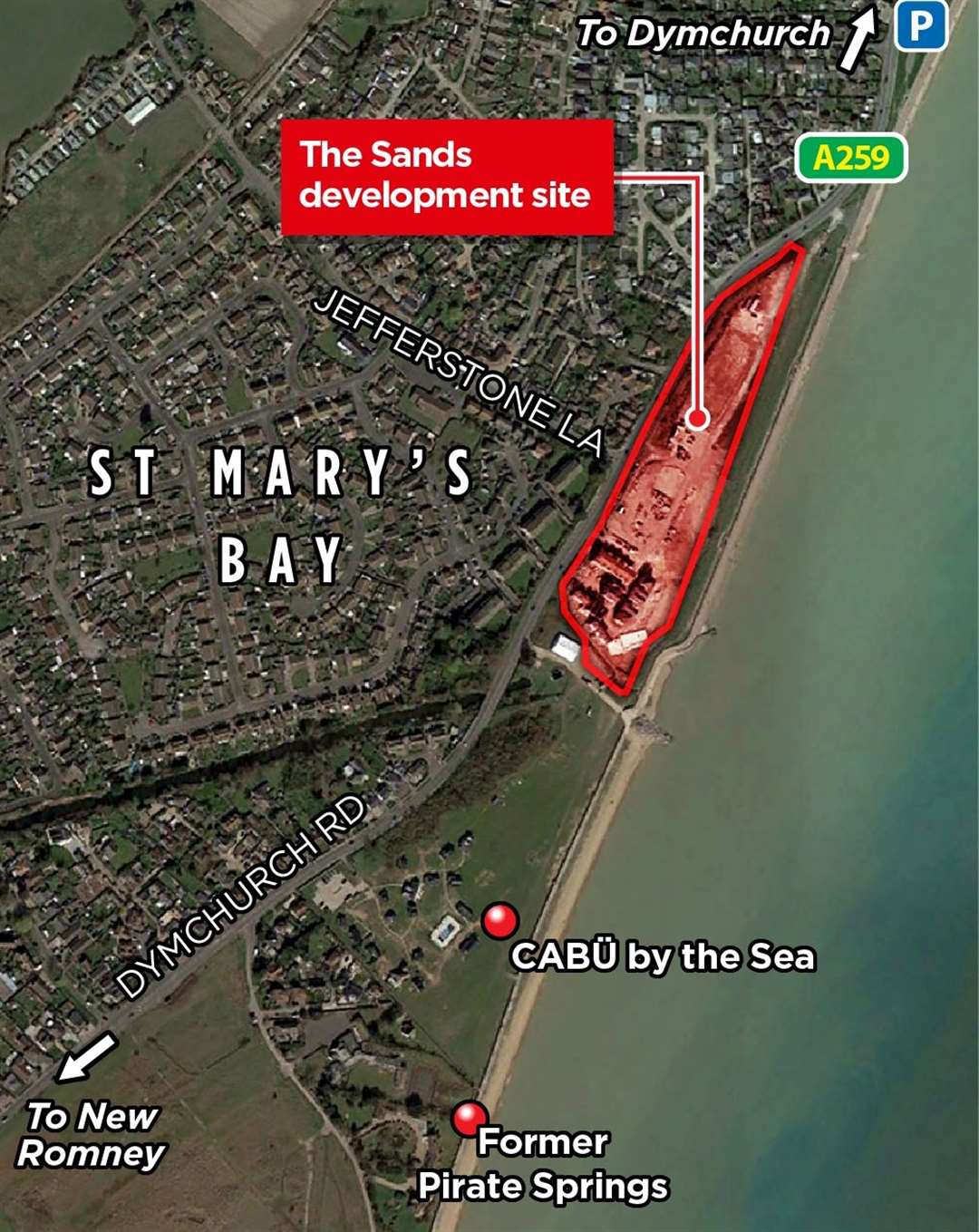 The Sands site in St Mary’s Bay is between Littlestone and Dymchurch