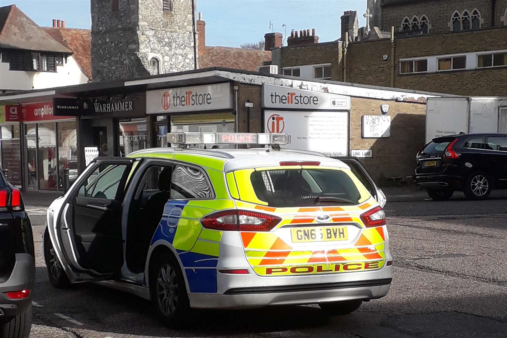 The car was left unguarded in Iron Bar Lane, Canterbury.