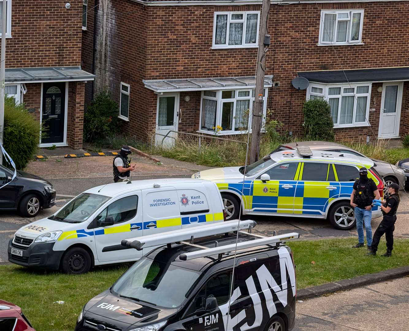 Police in Mooring Road, Rochester on Tuesday after a soldier was attacked in Sally Port Gardens, near Brompton Barracks