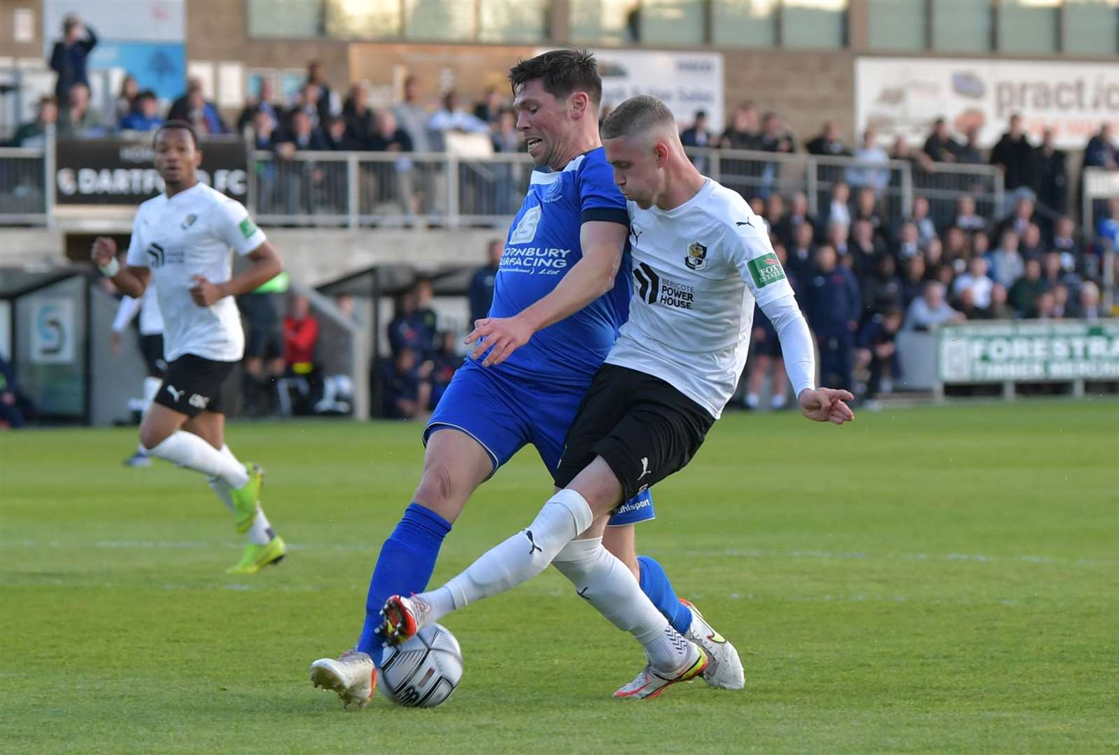 Dan Roberts' first-half chance is blocked by Chippenham's Will Richards. Picture: Keith Gillard