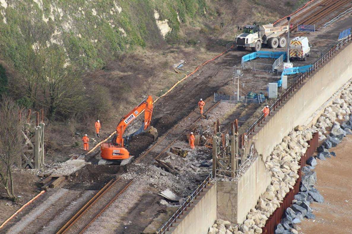 The cracks in the sea wall and damage to the tracks has caused disruption since Christmas Eve. Picture: Rob Riddle