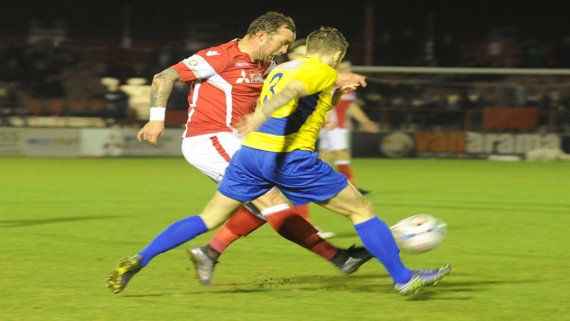 Ebbsfleet striker Danny Kedwell delivers the ball against St Albans Picture: Steve Crispe