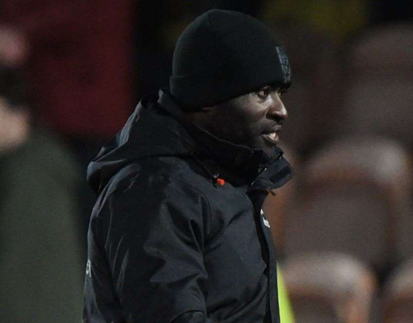 Maidstone United manager George Elokobi. Picture: Steve Terrell