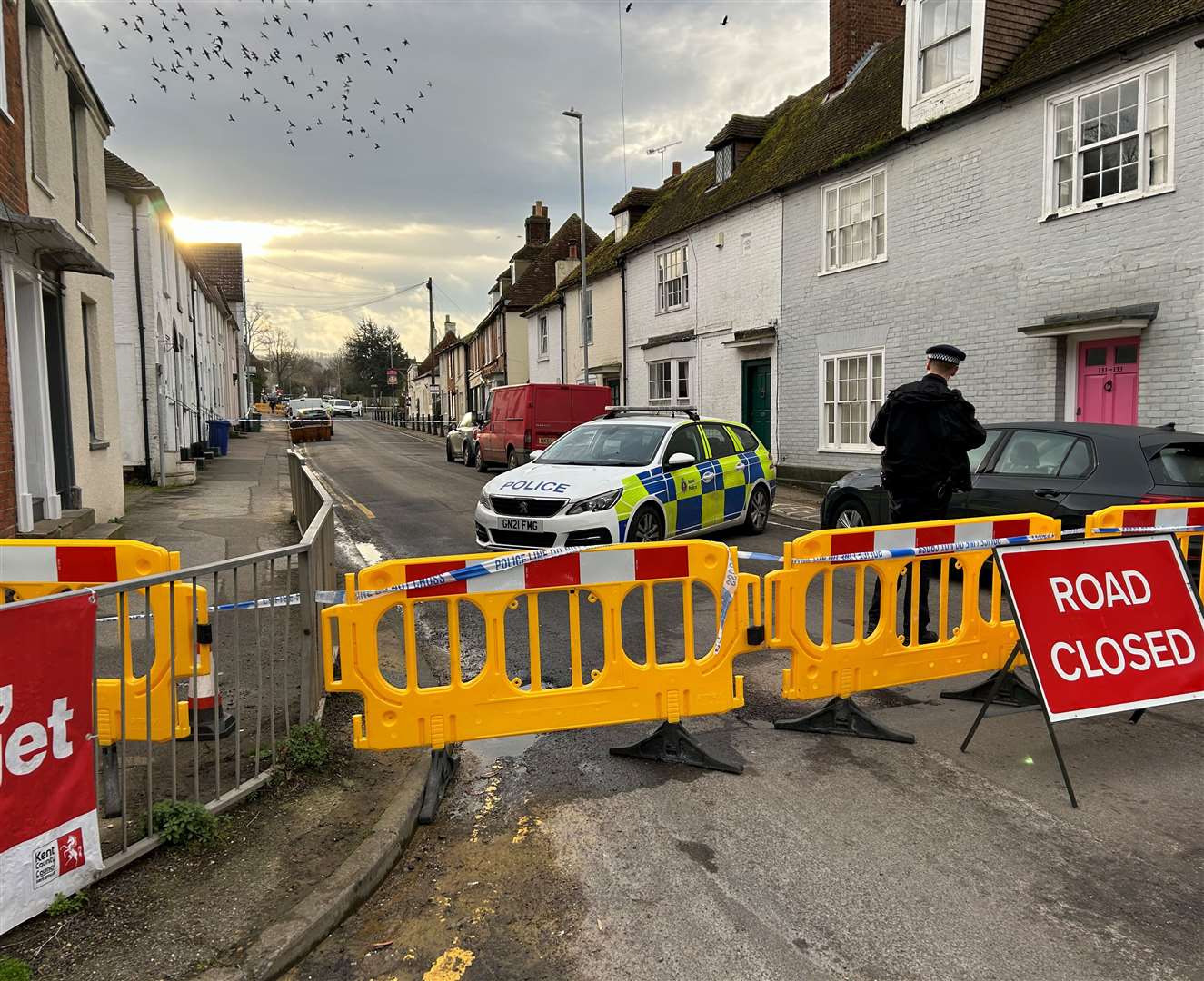 Police cordoned off the main route following the stabbing on Wednesday night