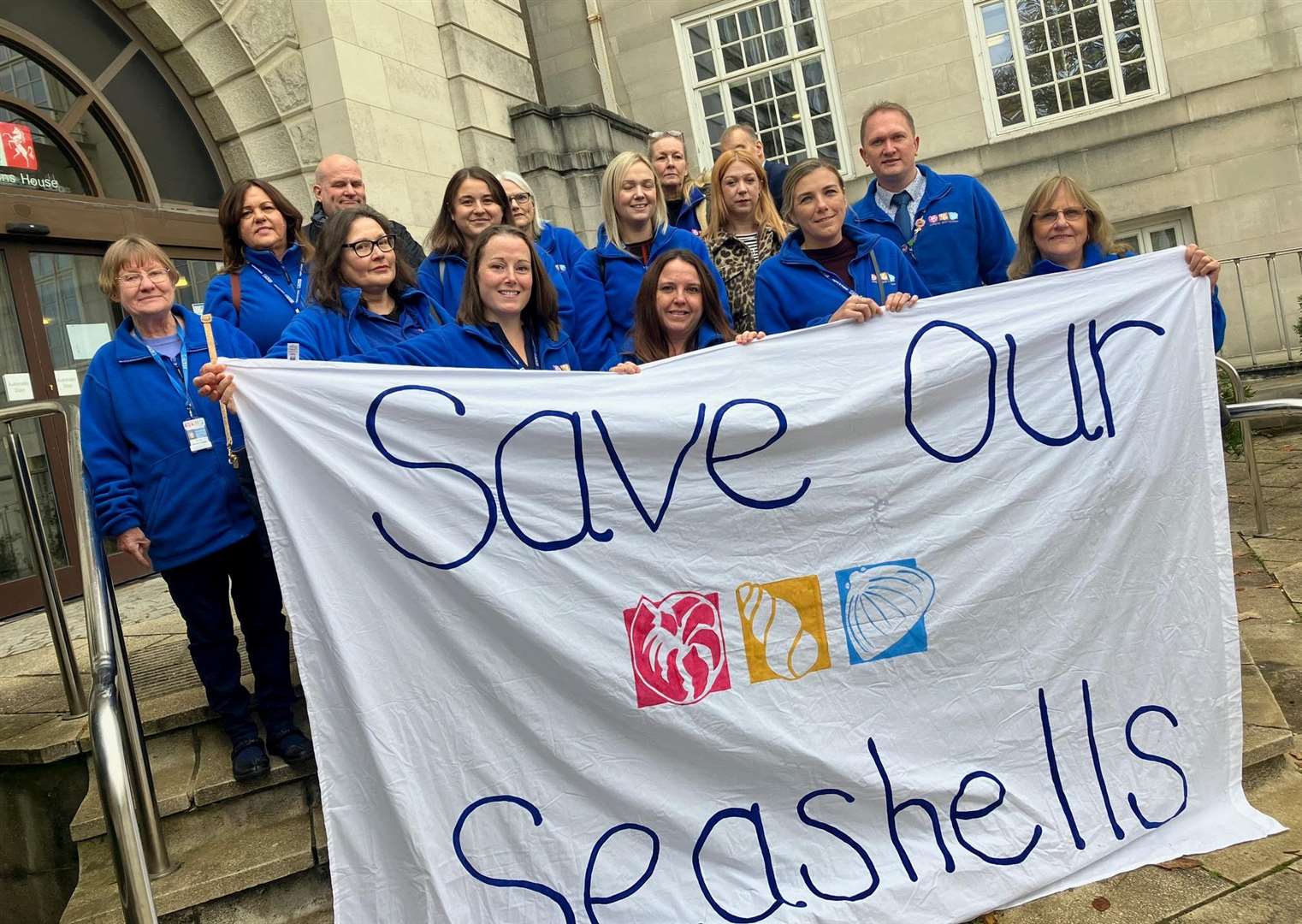 Staffers from Seashells in Sheerness ahead of the debate at Kent County Council regarding the proposed loss of funding for family services