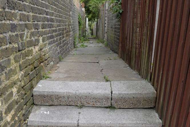 The alleyway off Corkwell Street where a woman was allegedly raped