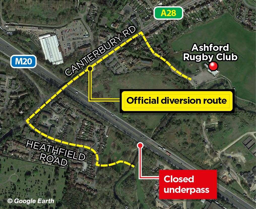 The official diversion route put in by National Highways