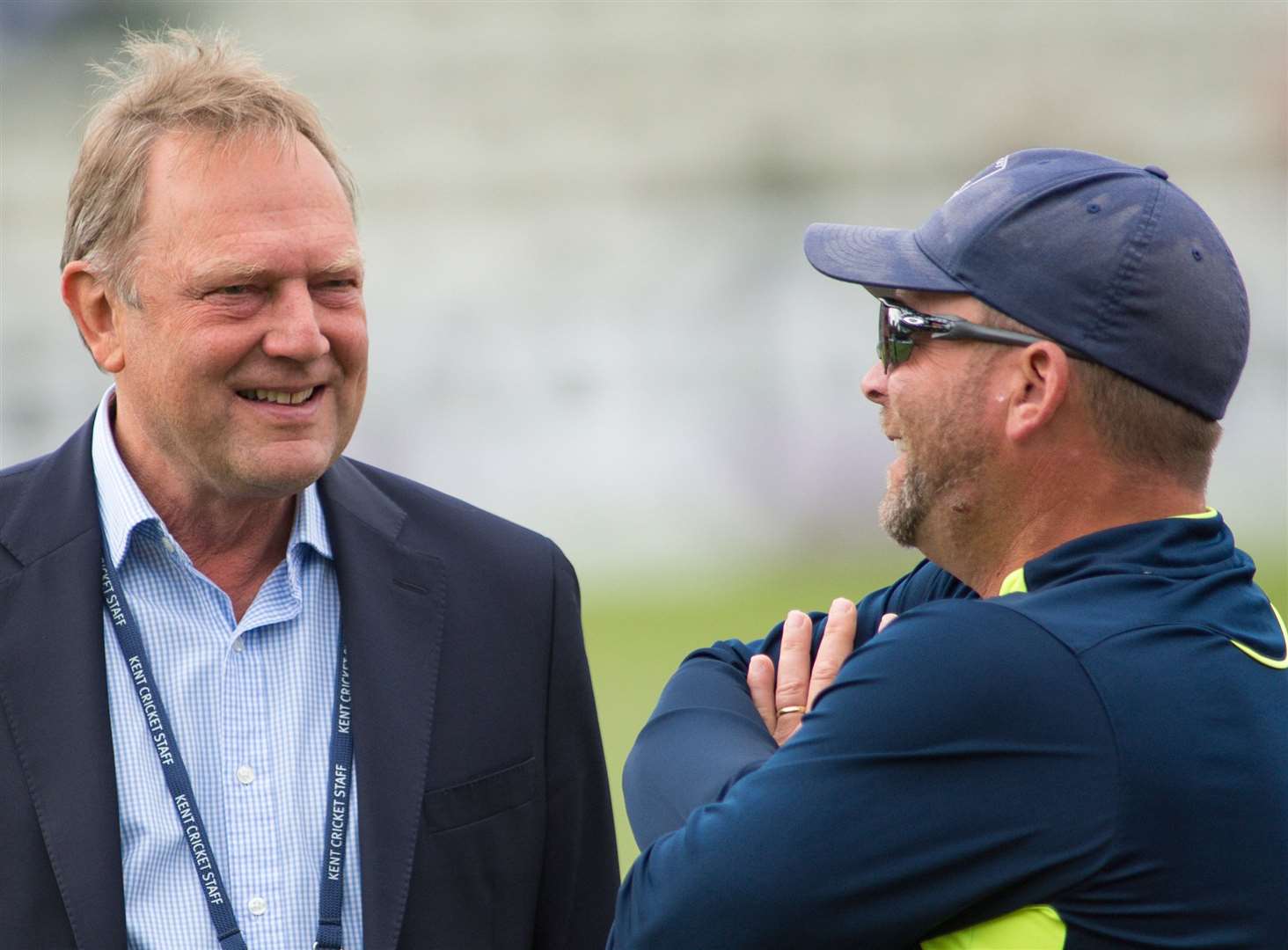 Kent director of cricket Paul Downton, left, is excited by the signing of South African all-rounder George Linde. He is pictured alongside Kent head coach Matt Walker. Picture: Ady Kerry