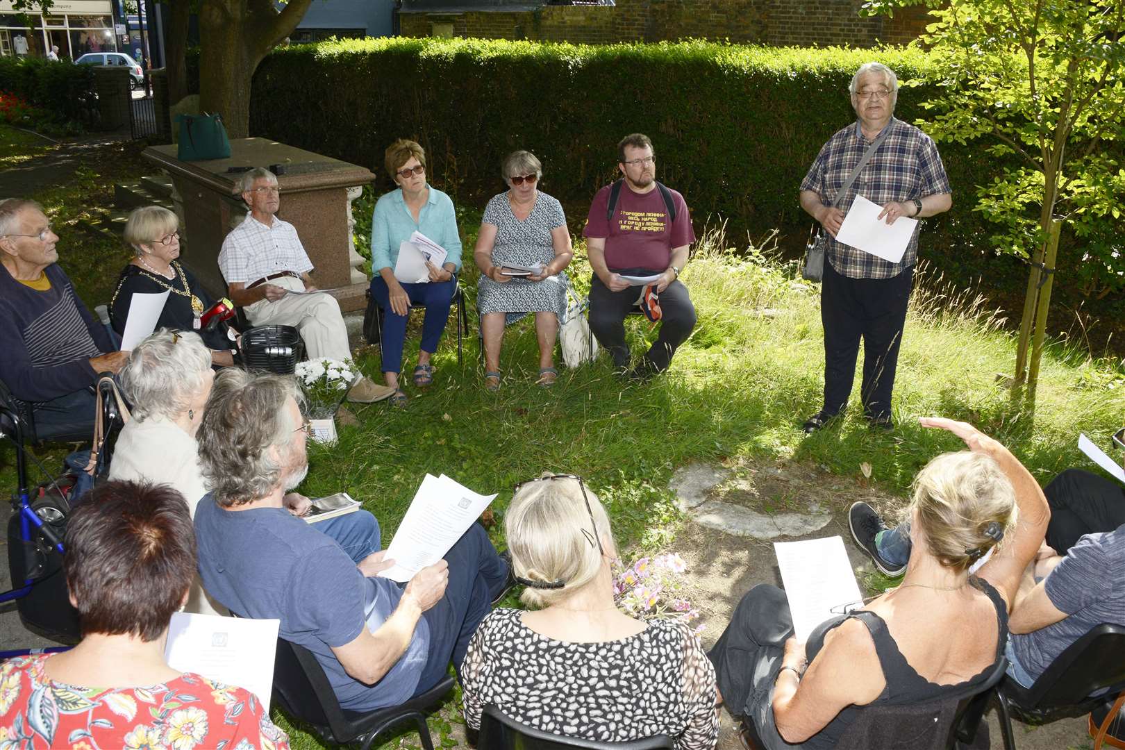 Cllr Ben Bano opened the Hiroshima Day commemoration at St George's Church Yard, Deal