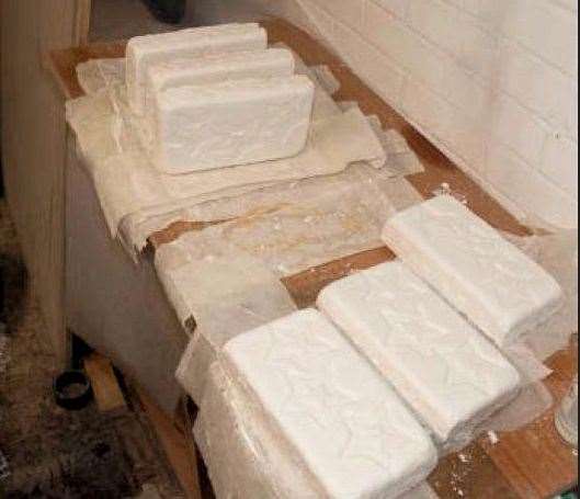 A photo of the cocaine blocks that Ferguson was dealing in, as shown at his original trial