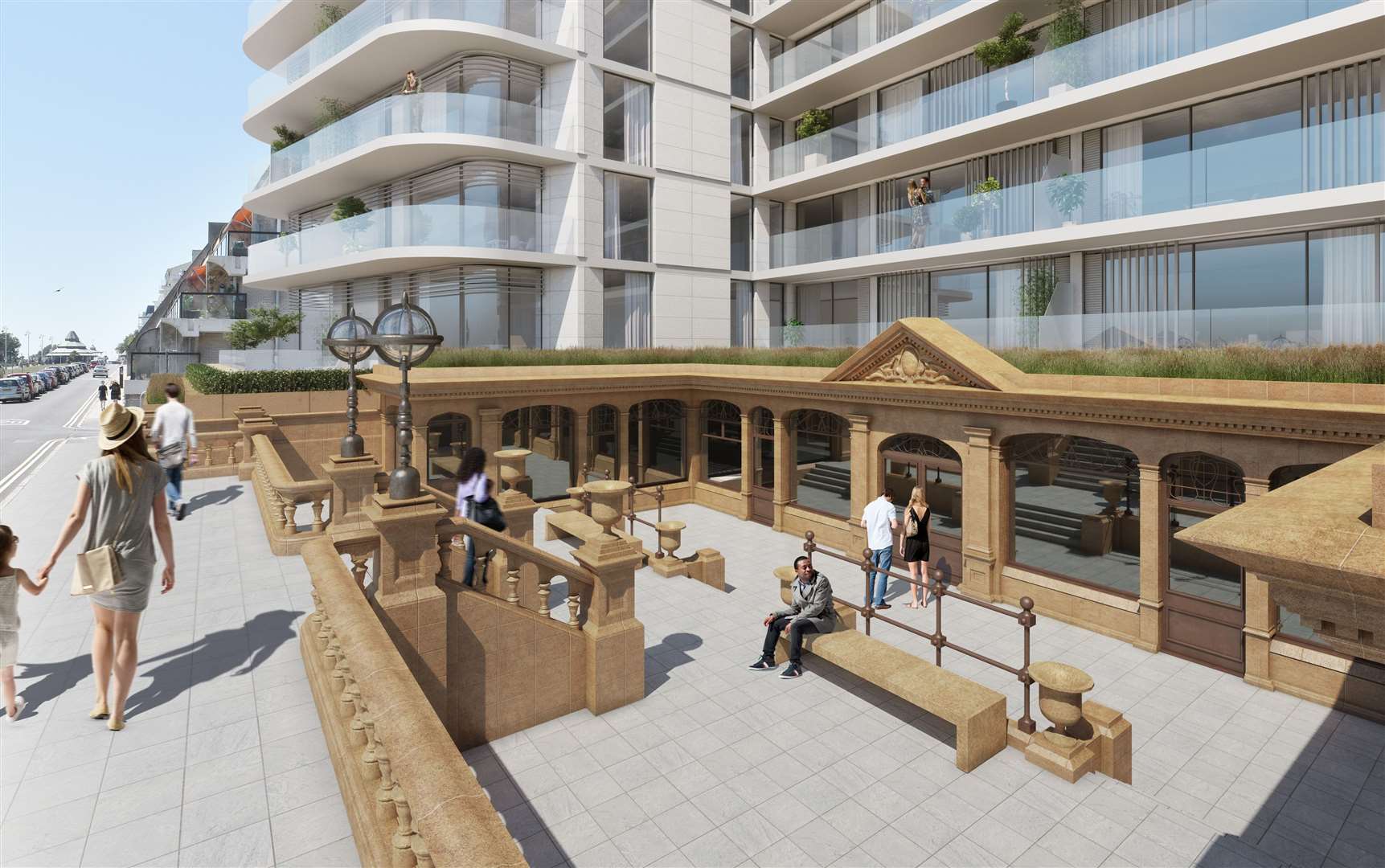 Picture shows how the Leas Pavilion could look once work is complete. The entrance to the 91 flats is set to be through the renovated pavilion. Picture: Hollaway