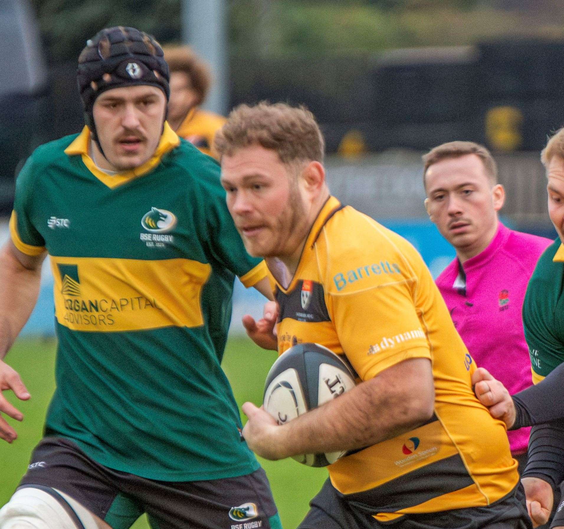 Tyler Oliver stands his ground for Canterbury Rugby Club. Picture: Phillipa Hilton