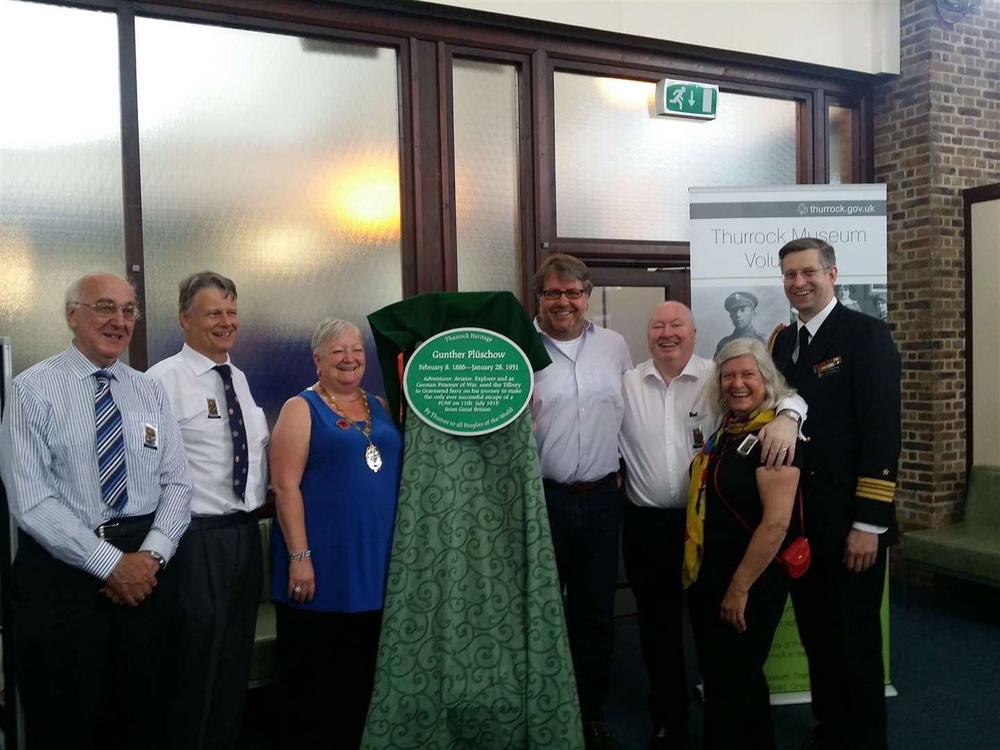 The unveiling of the plaque to remember the airman in 2015