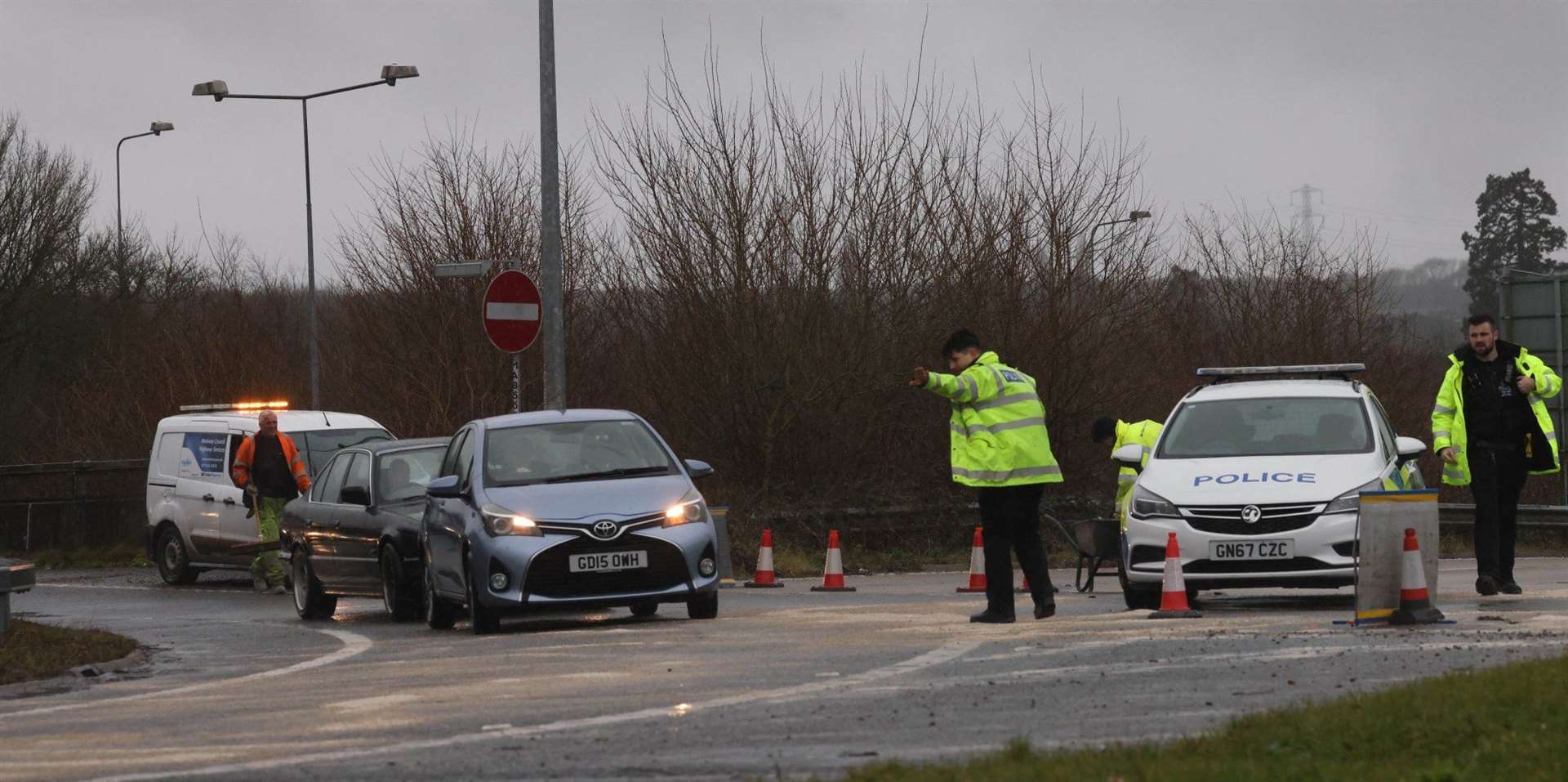 A fuel spill on the slip road at junction 4 of the M2 for Gillingham has been closed. Picture: UKNIP