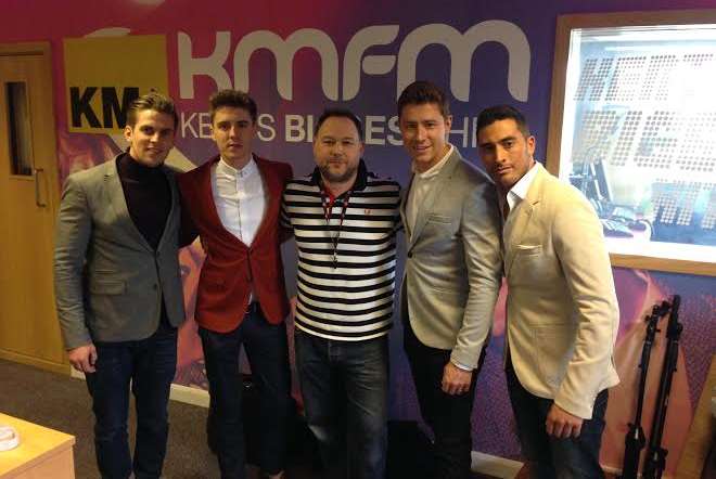 Jack Pack's Adam, Alfie, kmfm presenter Garry Wilson, Andrew and Sean