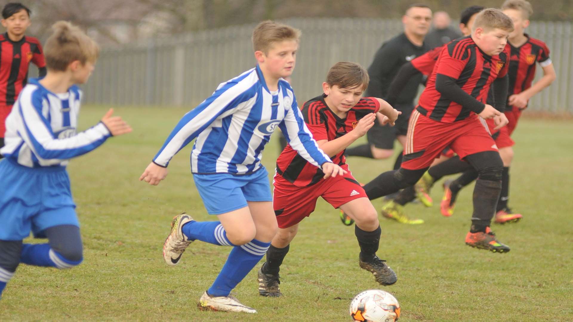 Chatham Riverside Rovers under-13s in possession against Rainham 84 Picture: Steve Crispe