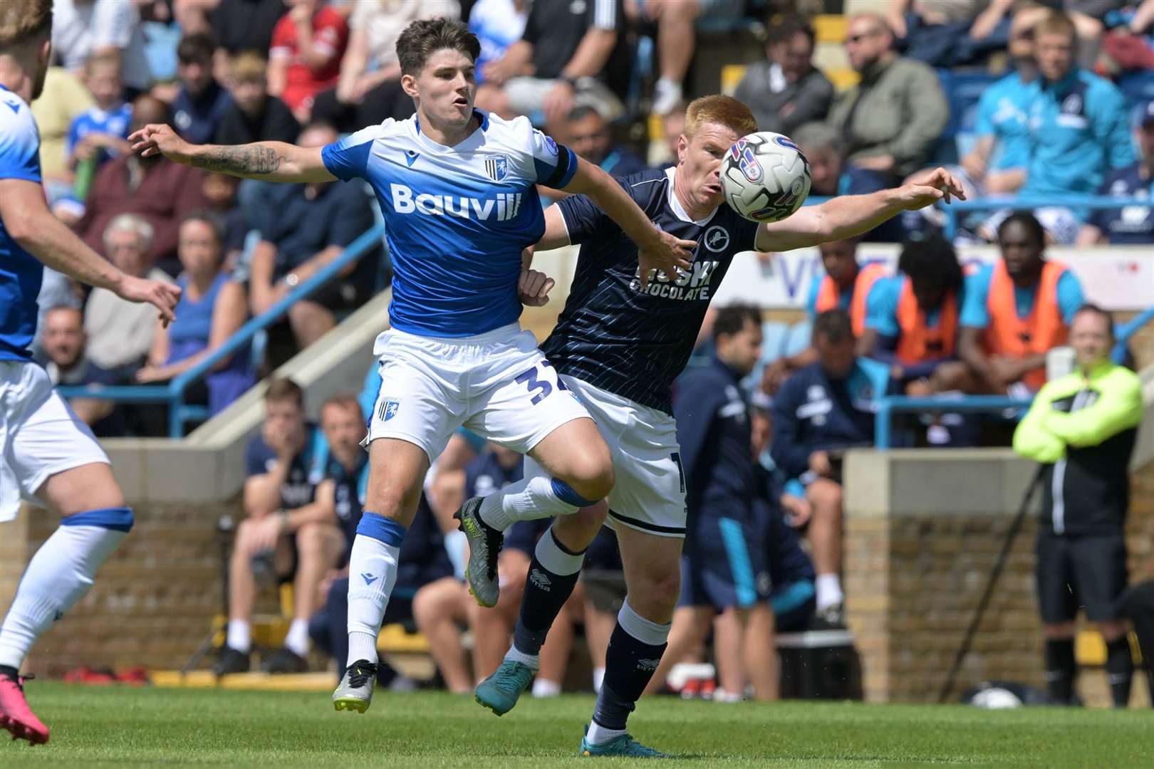 Josh Chambers in pre-season action for Gillingham against Millwall last summer Picture: Keith Gillard