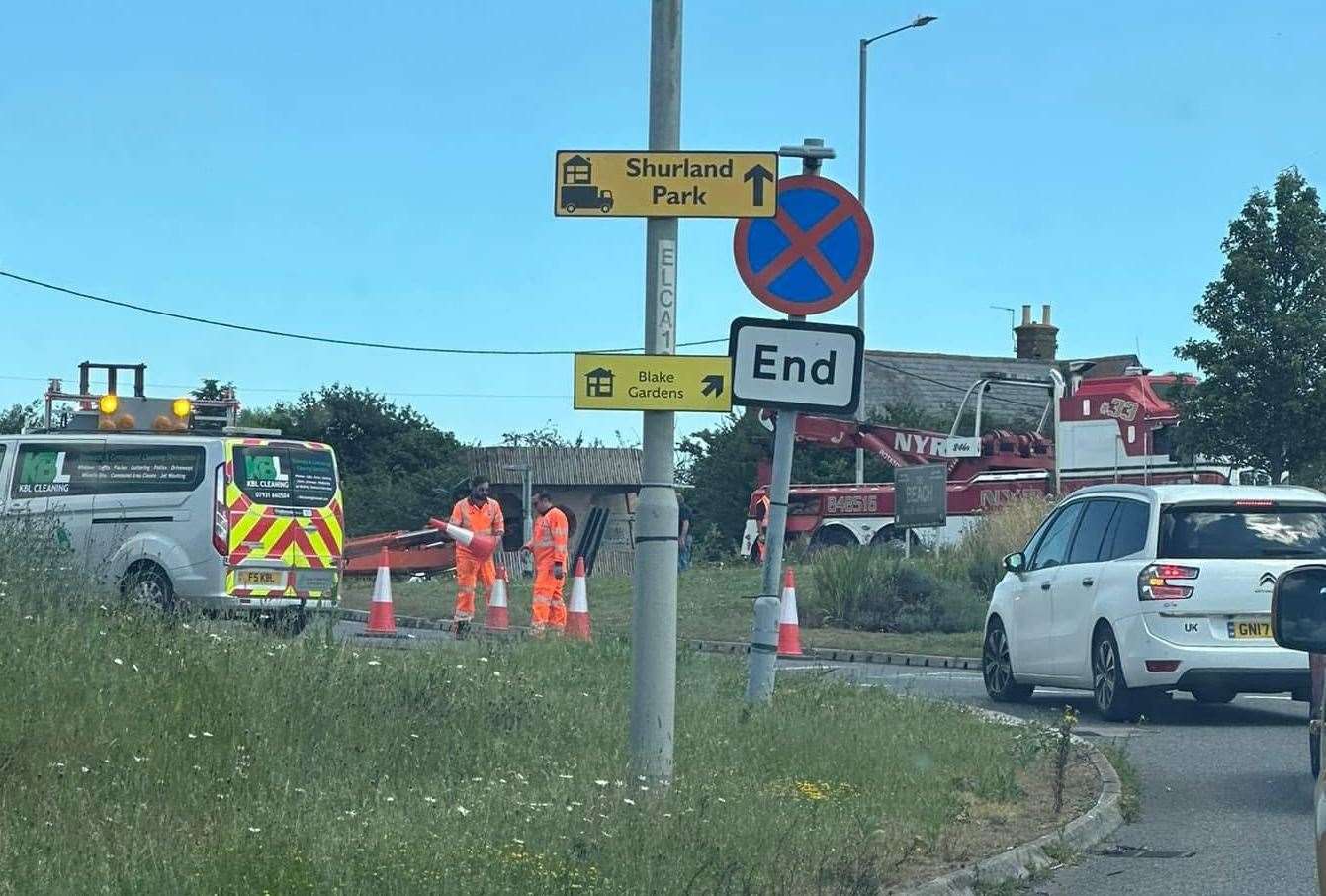 Drivers couldn’t access the A2500 Lower Road. Picture: Daniel Michael Bland