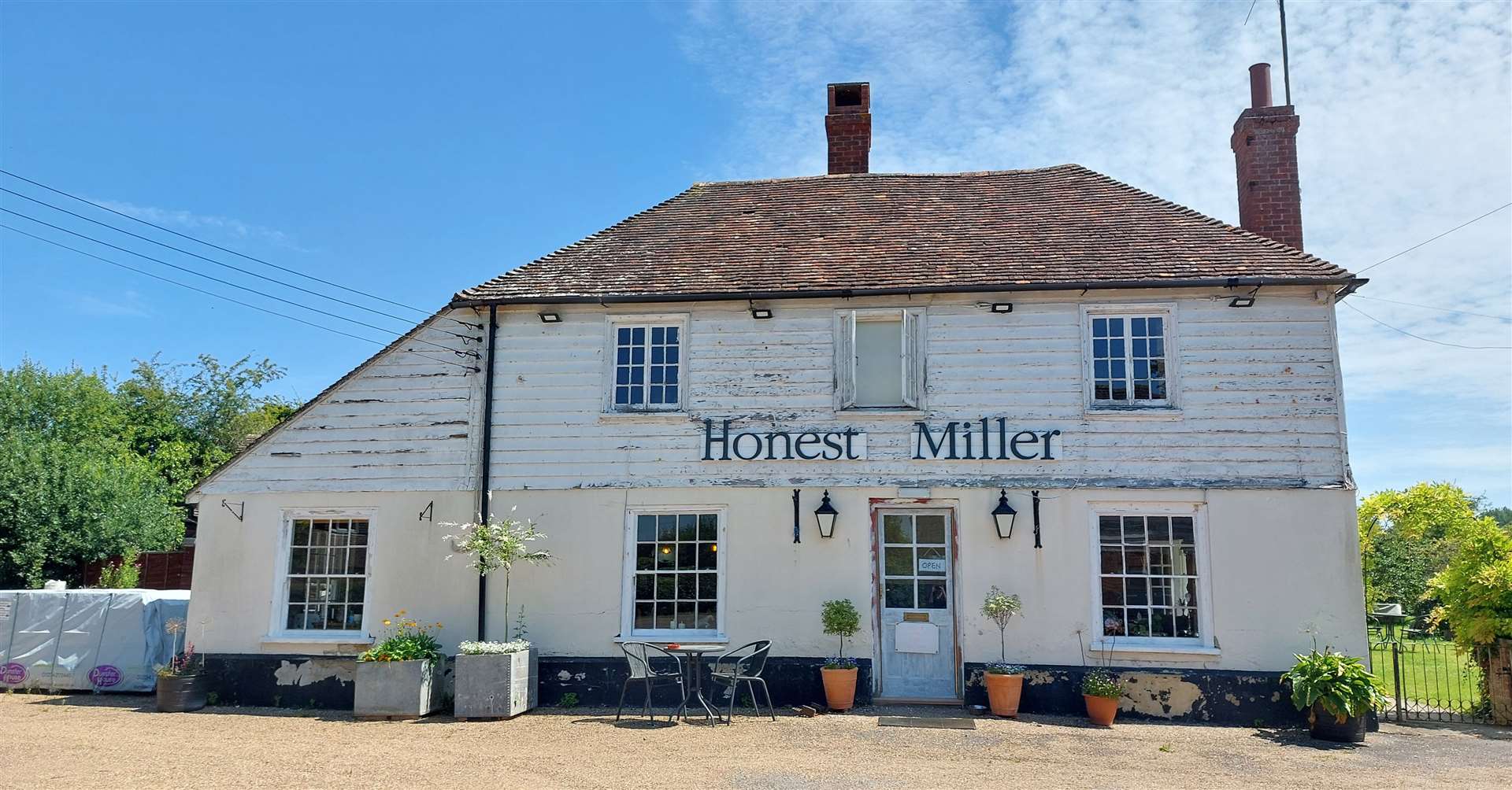 The broken letters in the sign on The Honest Miller have now been fixed. The weatherboarding is next on the list for restoration