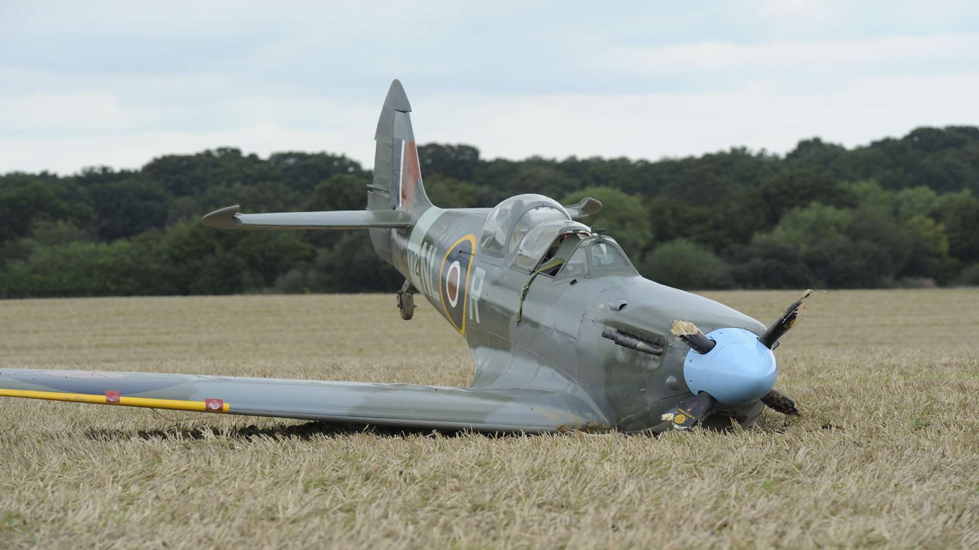 The plane remains in the field this afternoon