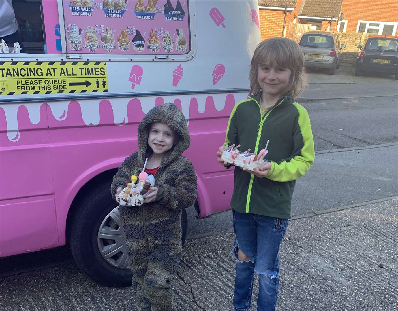 Zak with big brother Tom getting his ice cream from Lotties Lollies