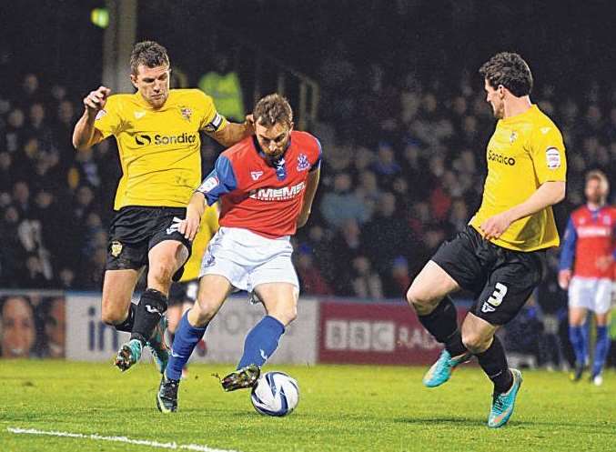 Doug Loft in the thick of the action for Port Vale at Priestfield