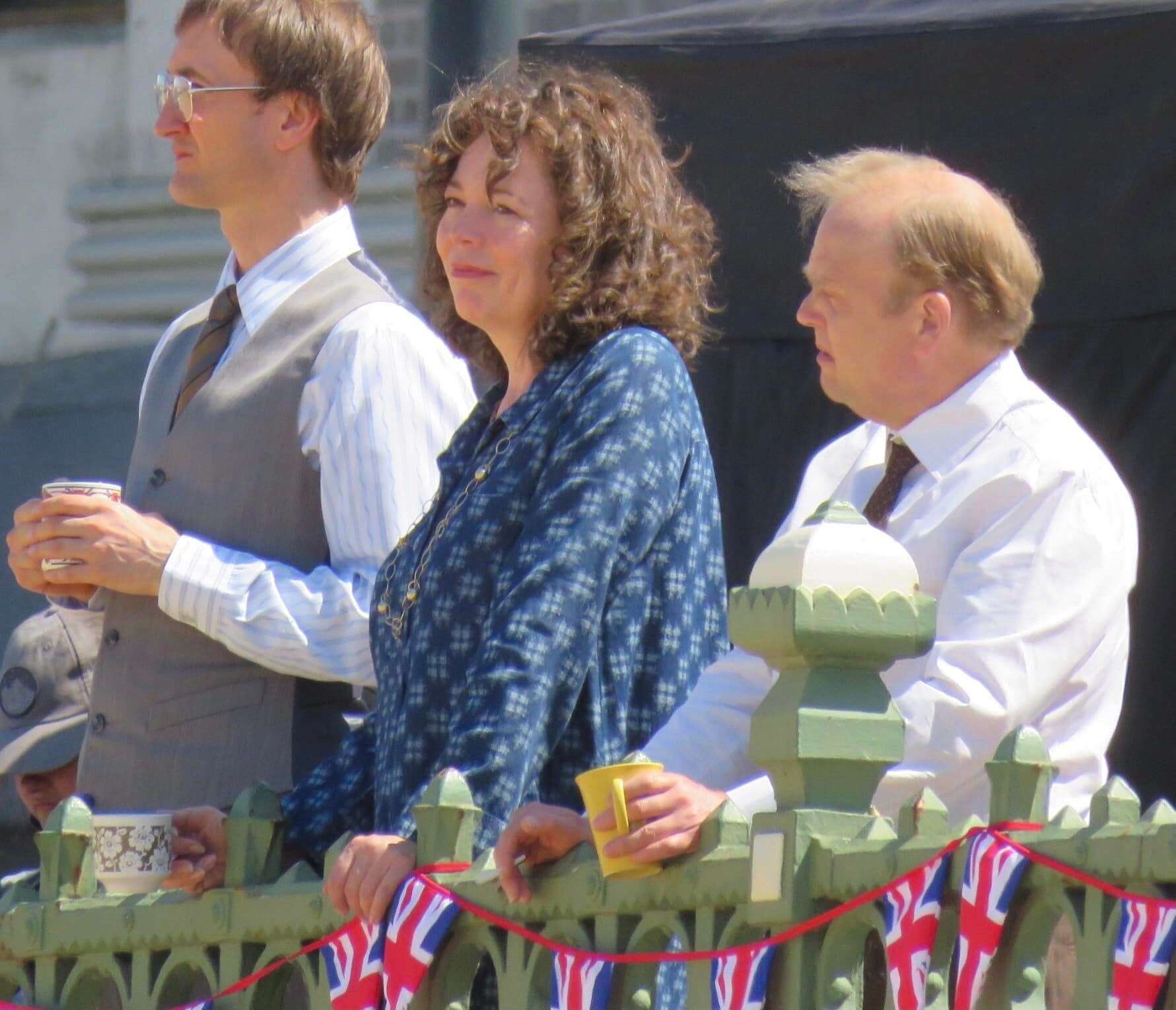 Olivia Colman, Toby Jones and Tom Brooke on Margate seafront as filming for Empire of Light finished. Picture: Roberto Fabiani