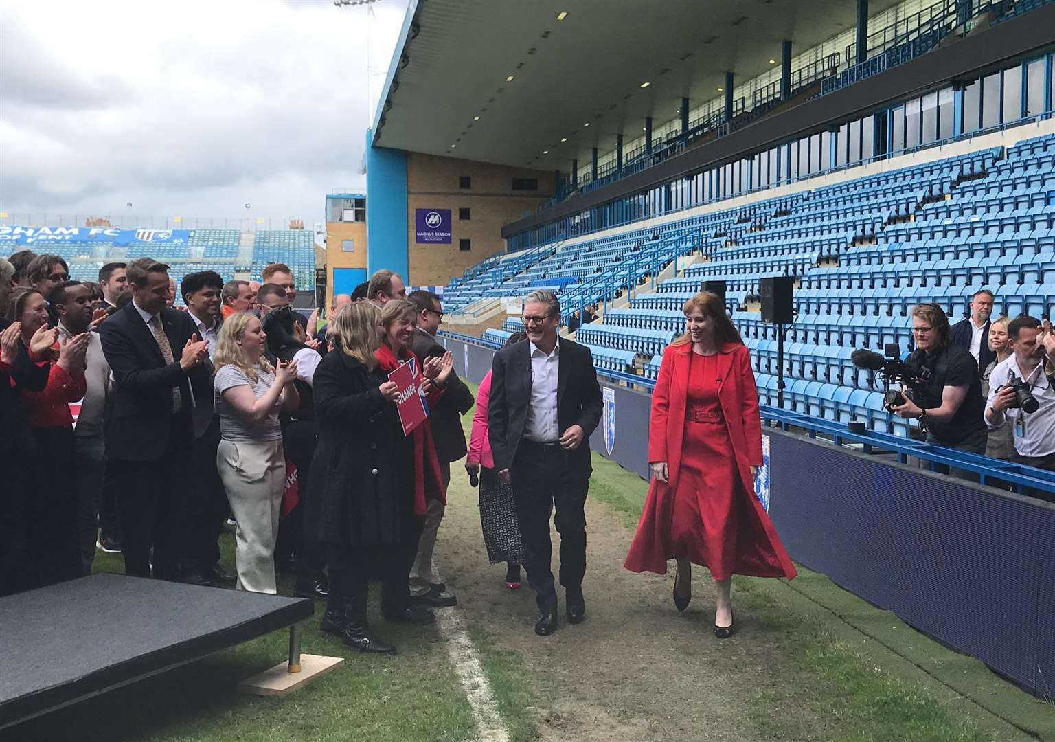 Sir Keir Starmer at Priestfield Stadium in Gillingham with Angela Rayner last week