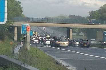 Traffic near the accident on the M2 last night